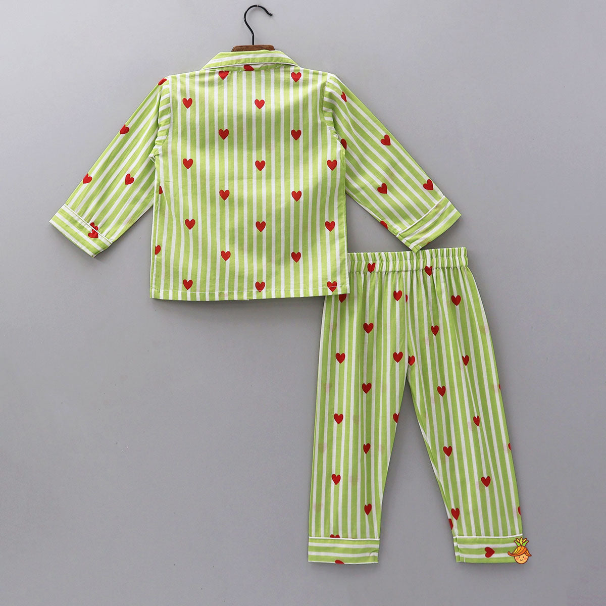 Stripes And Heart Printed Sleepwear Set