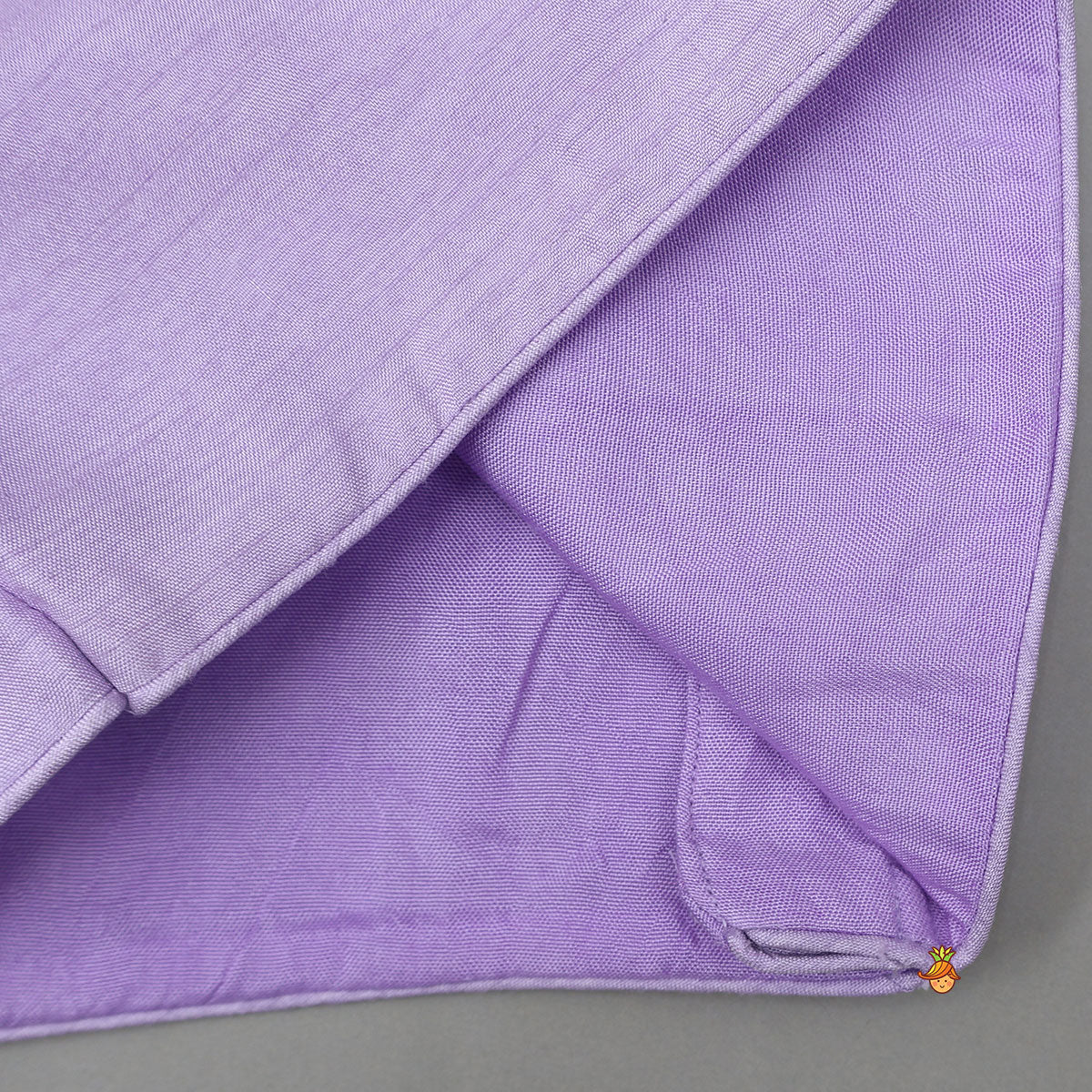 Intricate Embroidered Top And Brocade Lehenga With Matching Net Dupatta And Brocade Potli Bag