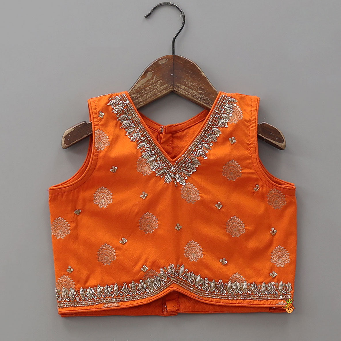 Embroidered Elegant Top And Brocade Lehenga With Matching Net Dupatta And Brocade Potli Bag