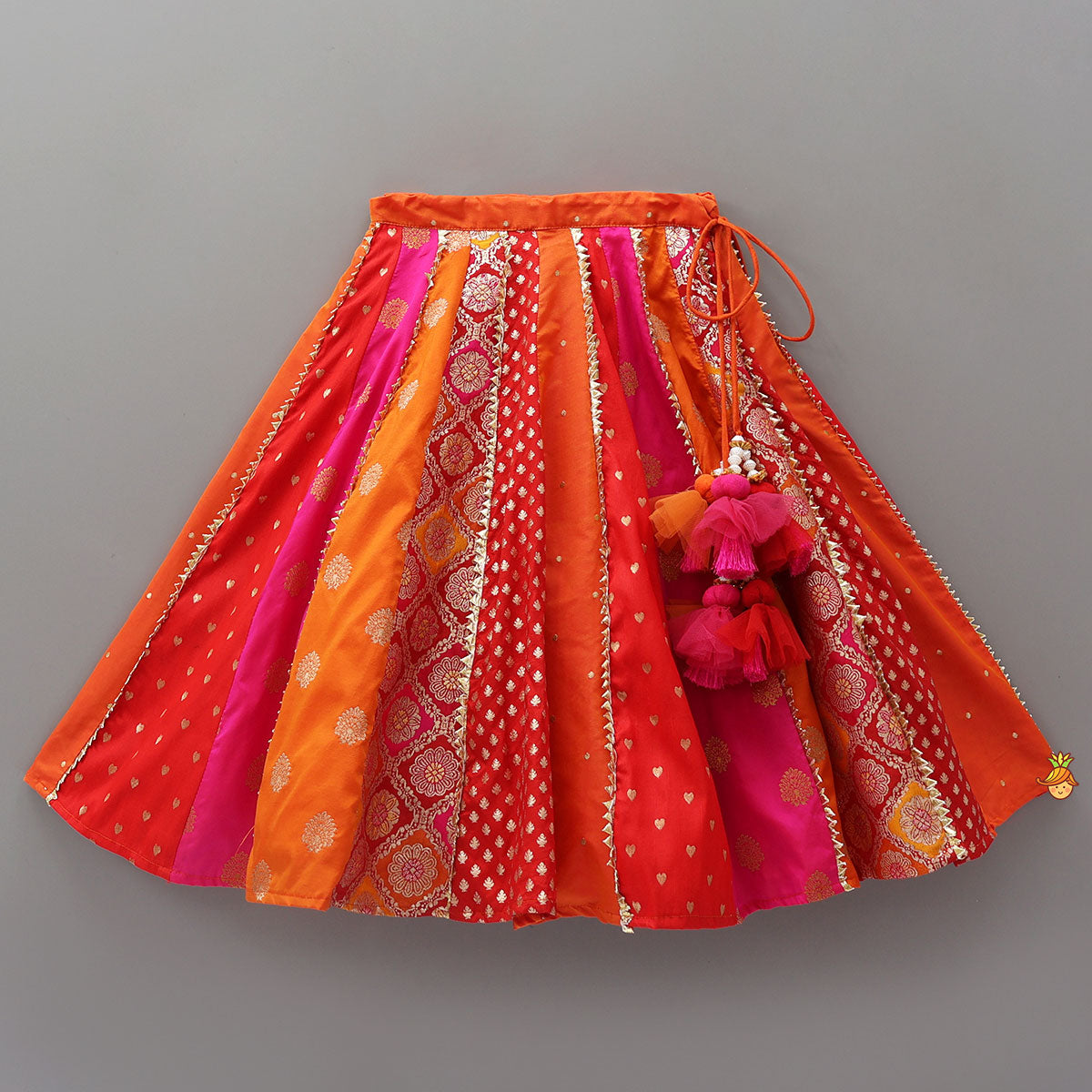 Embroidered Elegant Top And Brocade Lehenga With Matching Net Dupatta And Brocade Potli Bag