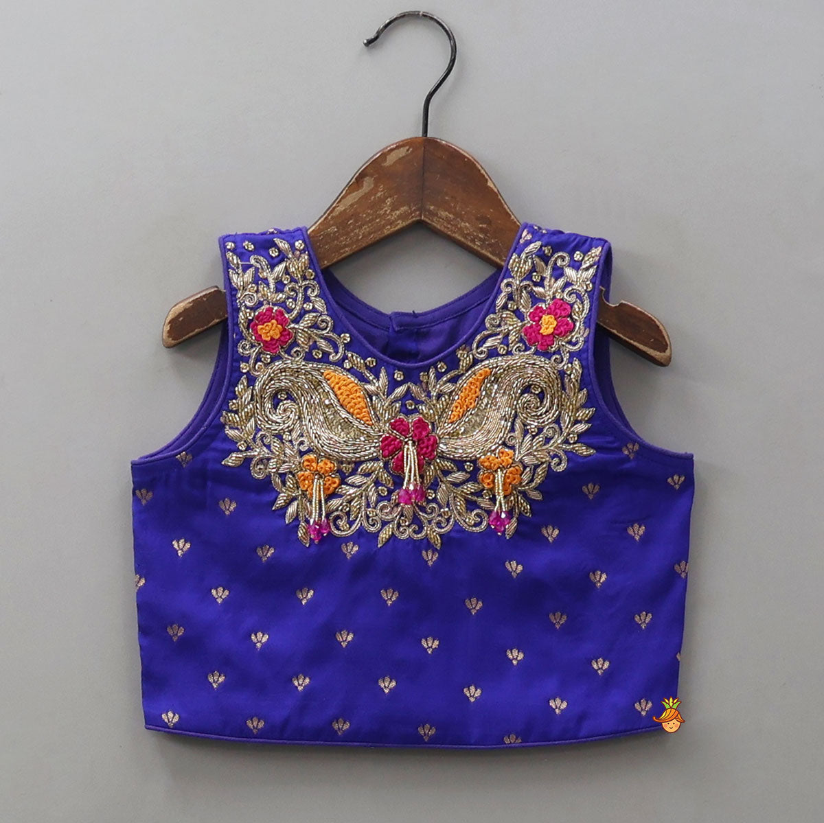 Gorgeous Embroidered Top And Brocade Lehenga With Matching Net Dupatta And Brocade Potli Bag