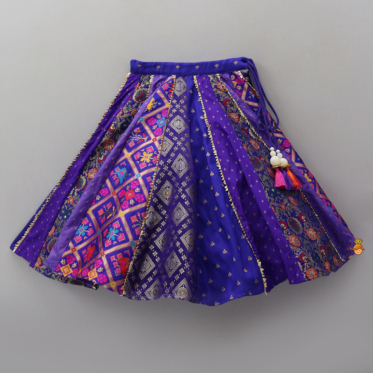 Gorgeous Embroidered Top And Brocade Lehenga With Matching Net Dupatta And Brocade Potli Bag