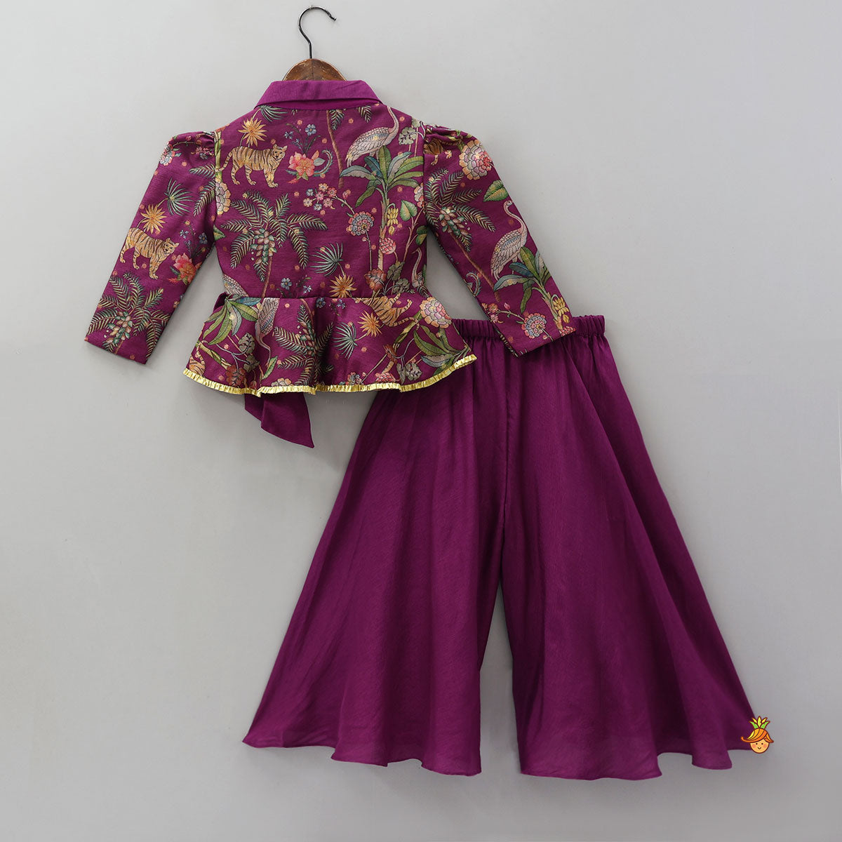 Jacket Style Peplum Top And Flared Palazzo