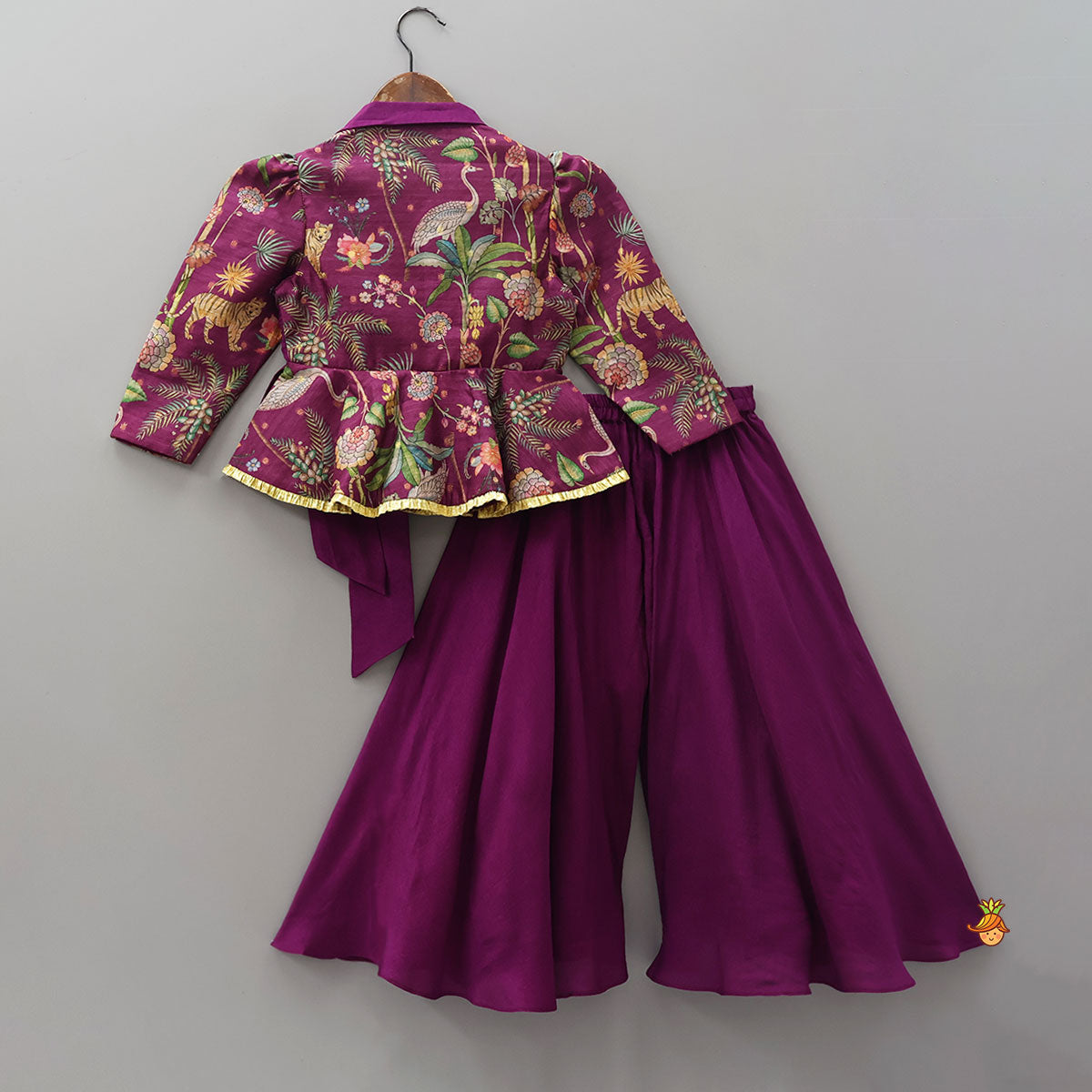 Jacket Style Peplum Top And Flared Palazzo