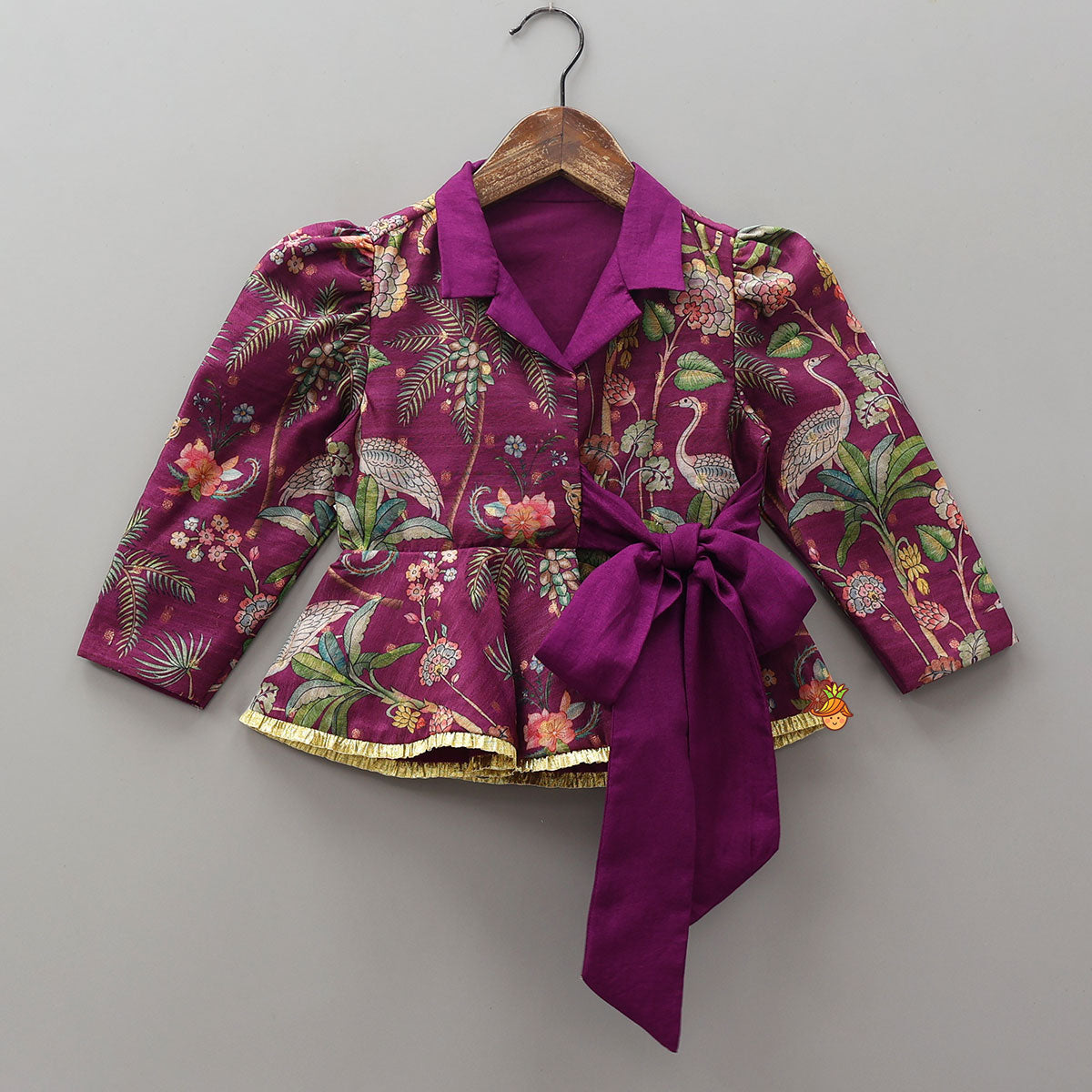 Jacket Style Peplum Top And Flared Palazzo