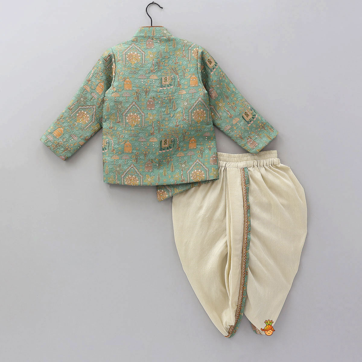 Asymmetric Brocade Sherwani And Dhoti