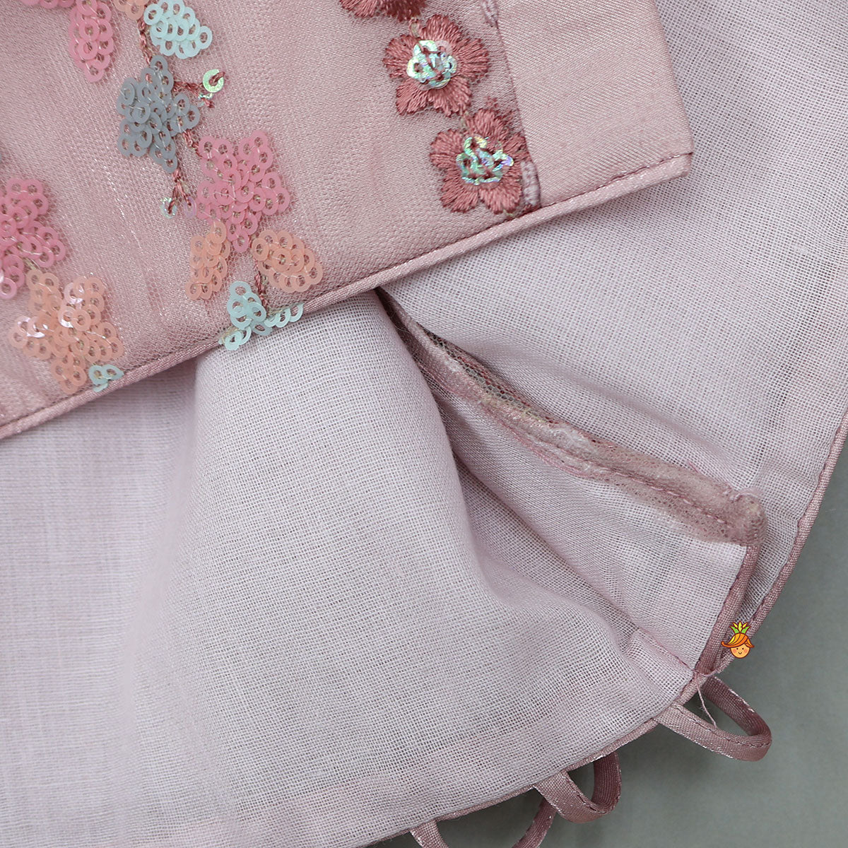 Sequined Crop Top And Lehenga With Net Dupatta