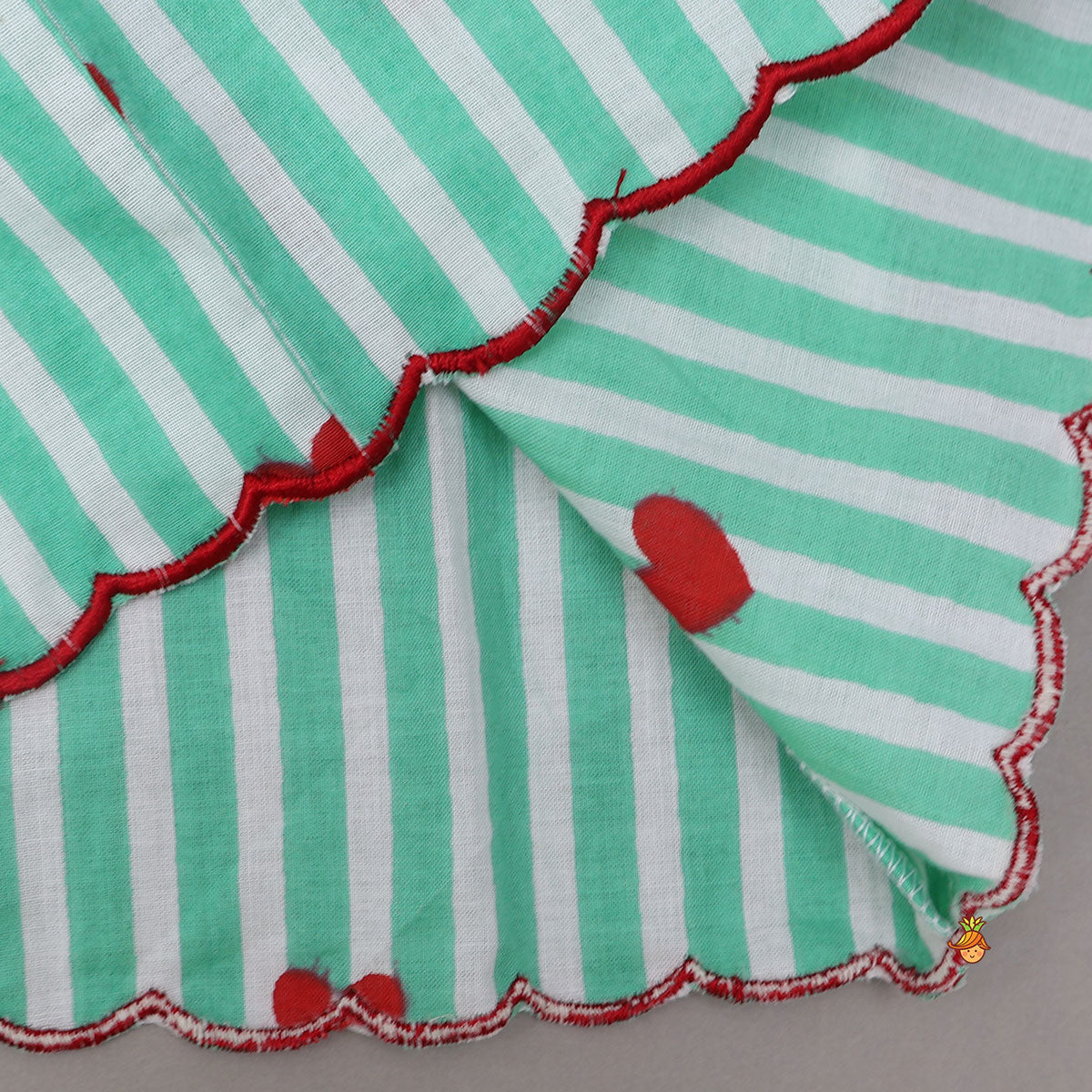 Heart-Printed Scalloped Top And Shorts