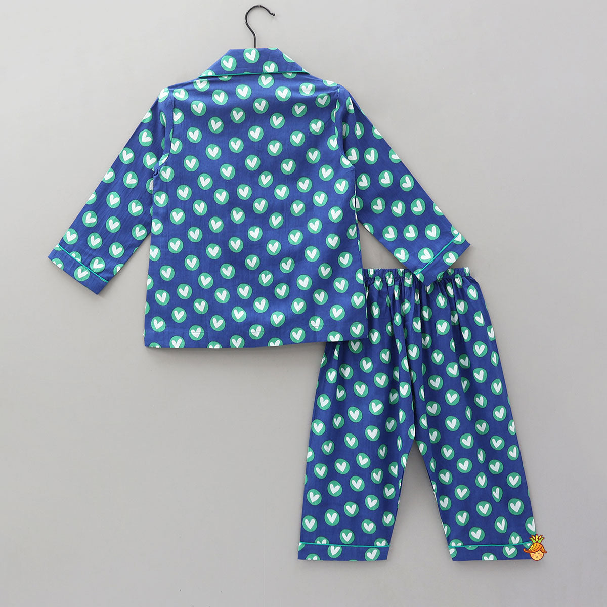 Notch Collar Heart-Printed Sleepwear