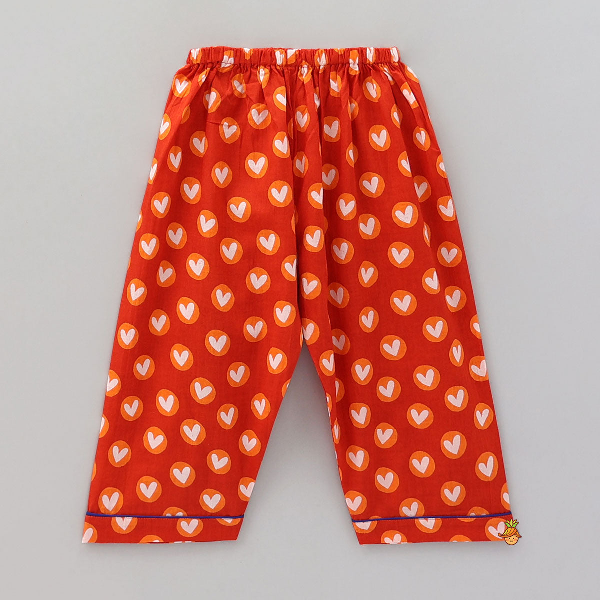 Patch Pocket Detail Heart-Printed Sleepwear