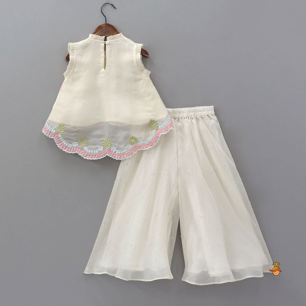 Stylish High-Low Embroidered Top And Palazzo
