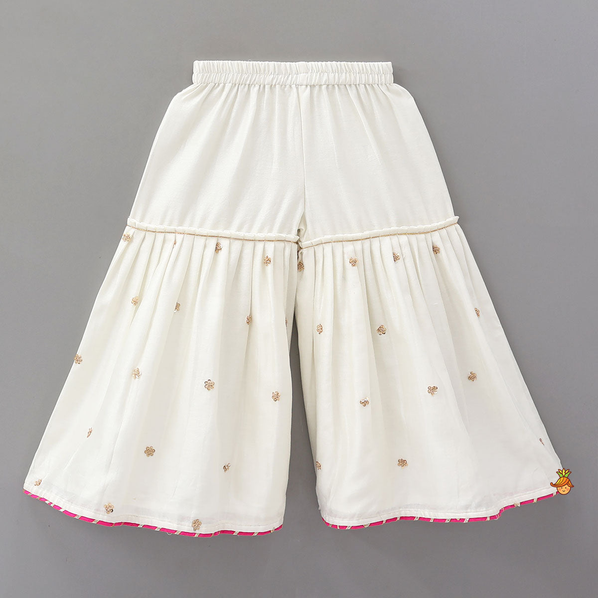 Stylish Sleeves Embroidered Kurti And Sharara With Contrasting Dupatta