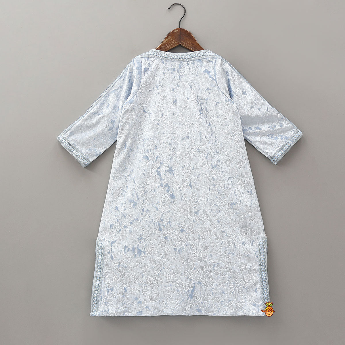 Embossed Velvet Long Jalabiya With Lace Headband