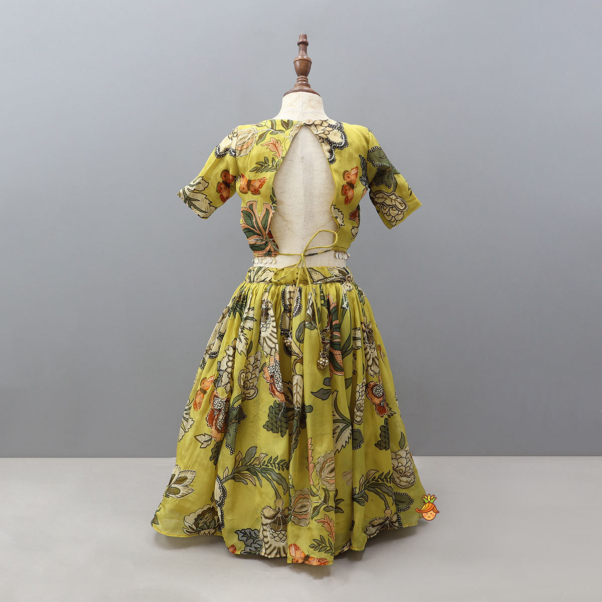 Elegant Open-Back Top And Matching Lehenga With Dupatta