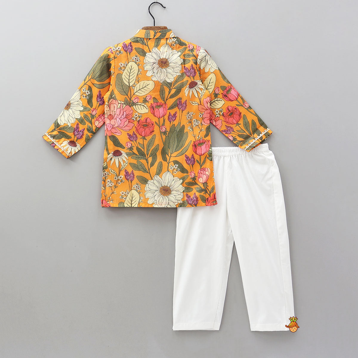 Hand Embroidered Floral Printed Kurta And Pyjama