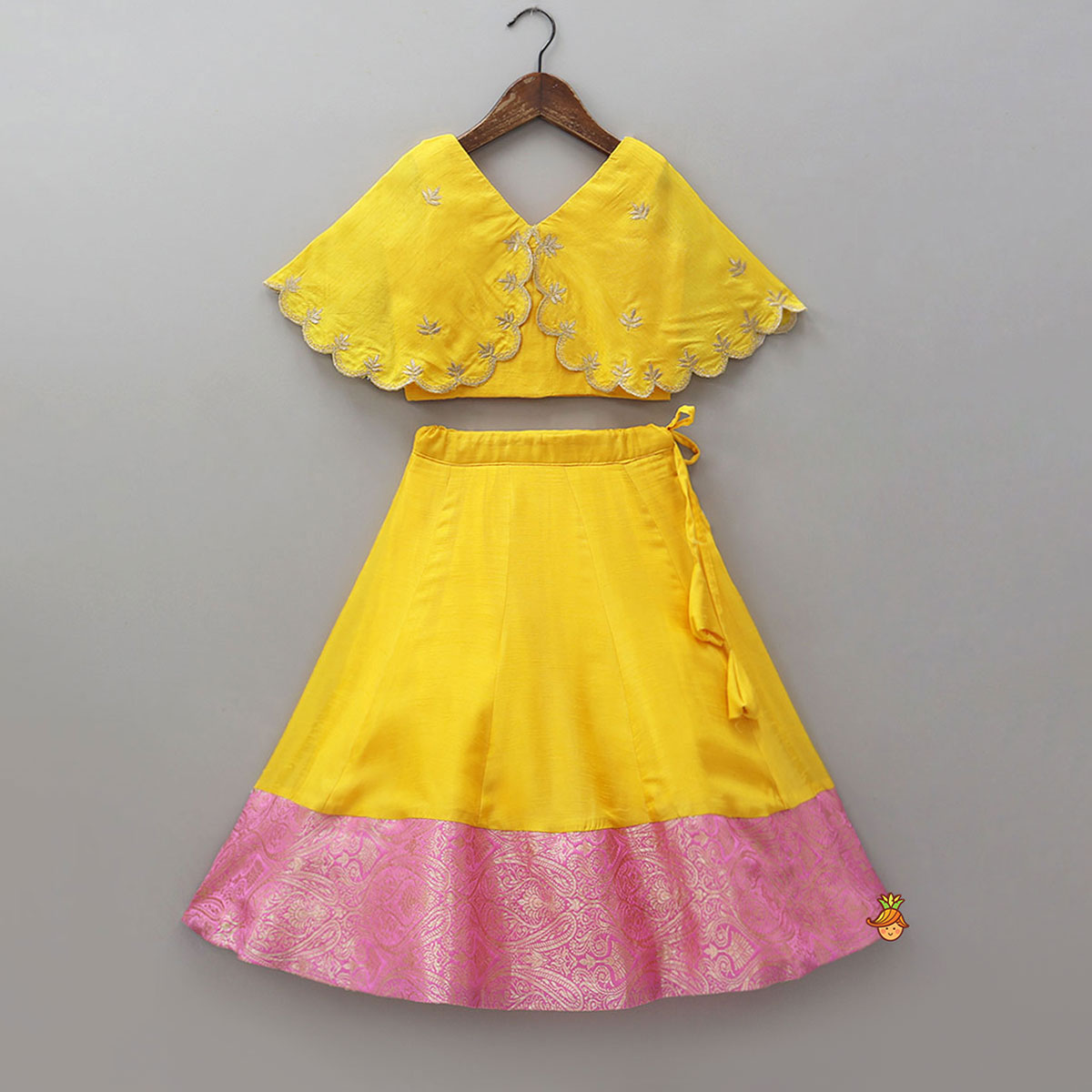 Cape Crop Top And Brocade Work Lehenga