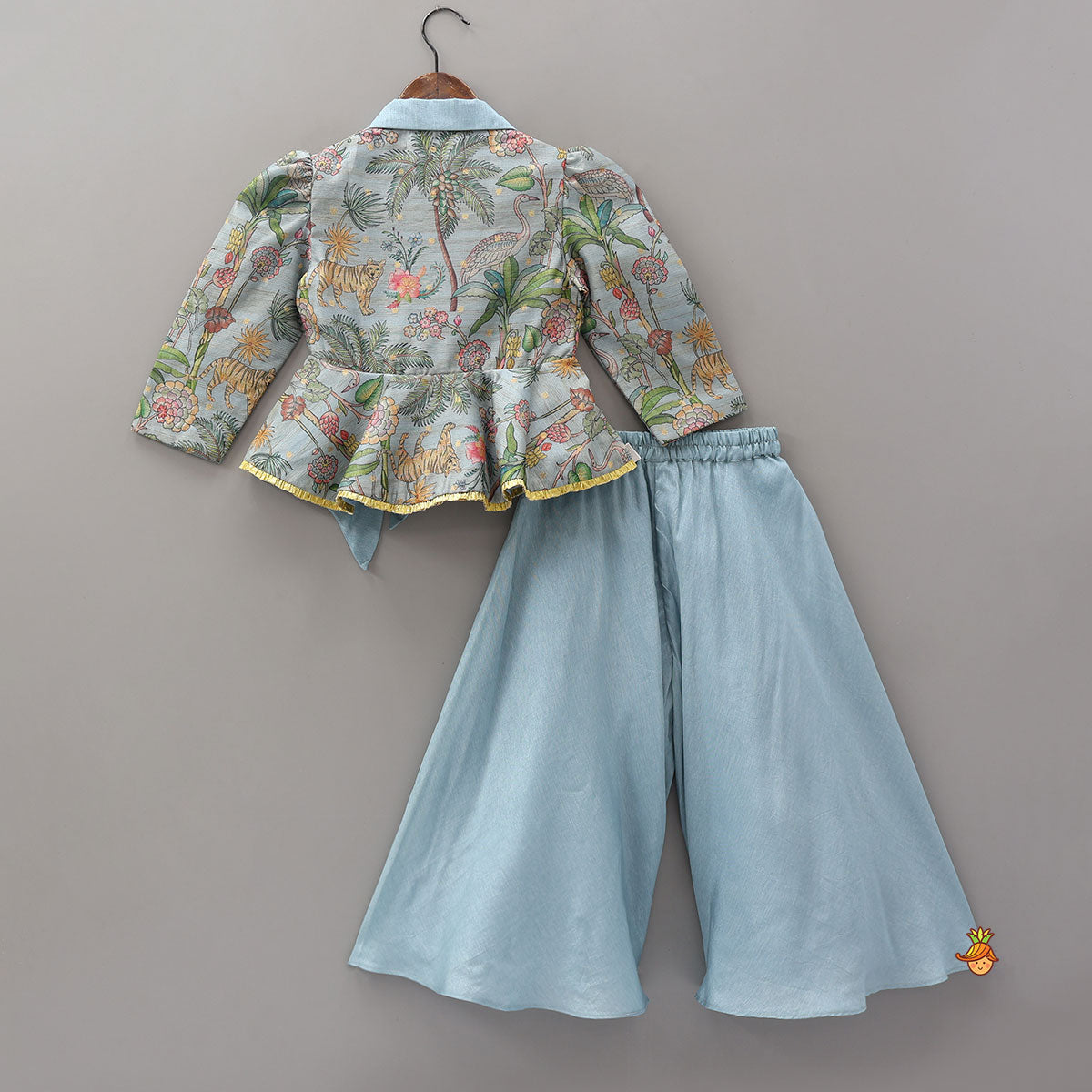 Jacket Style Peplum Top And Flared Palazzo