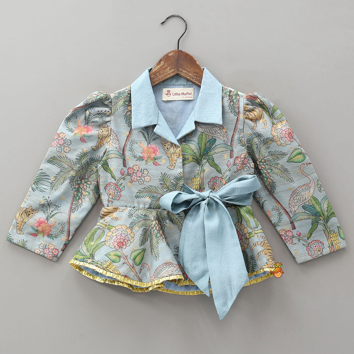 Jacket Style Peplum Top And Flared Palazzo