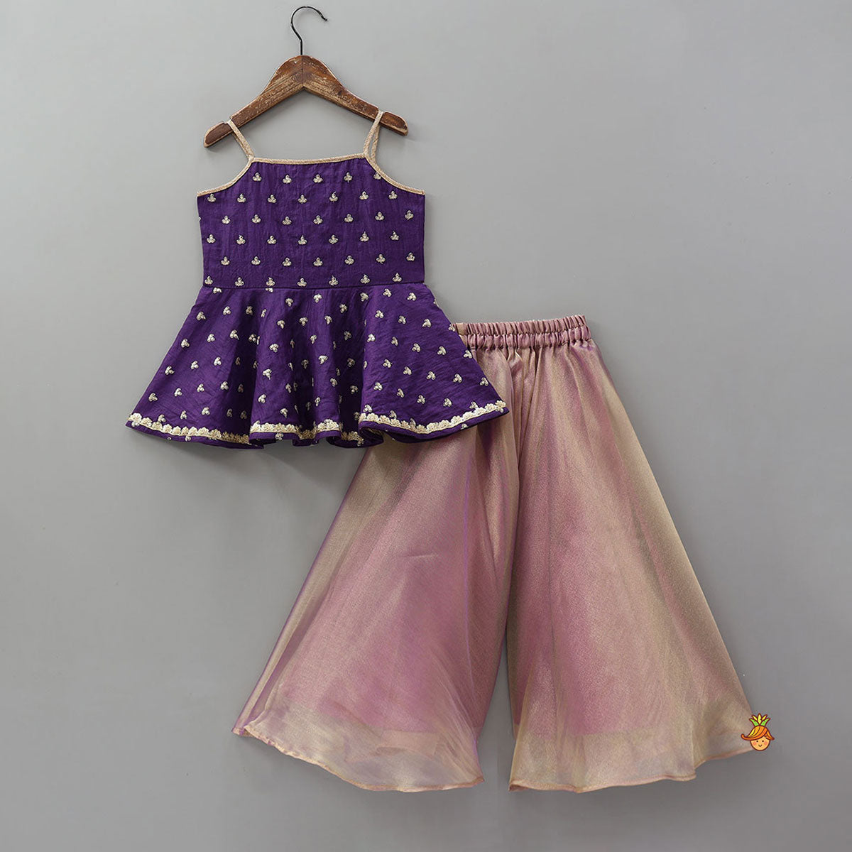 Strappy Ethnic Peplum Kurti With Flared Palazzo