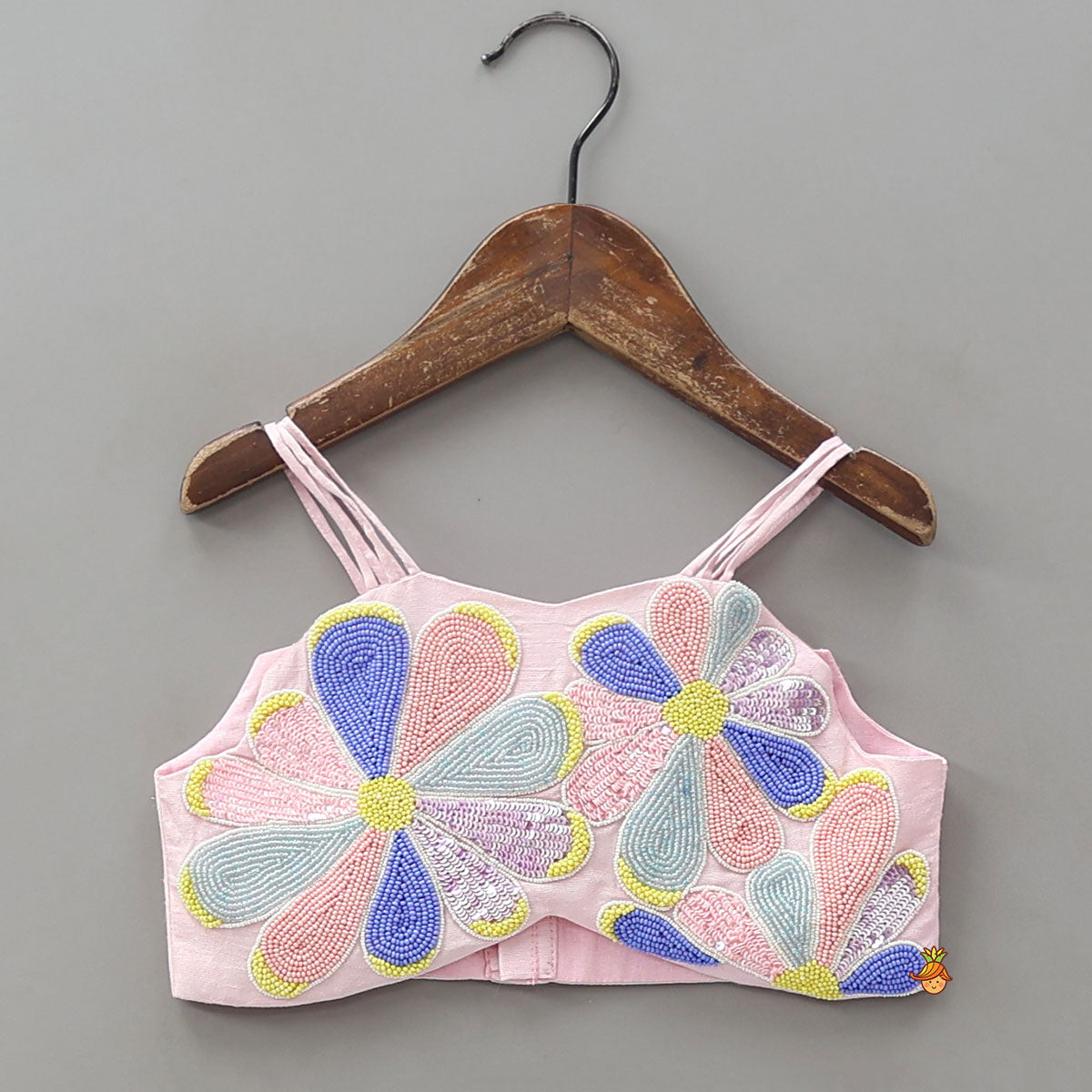 Embroidered Cape-Style Crop Top And Flared Palazzo