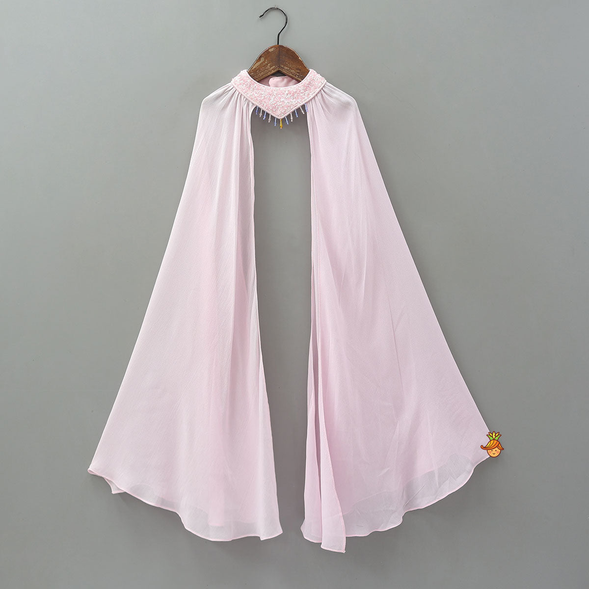 Embroidered Cape-Style Crop Top And Flared Palazzo