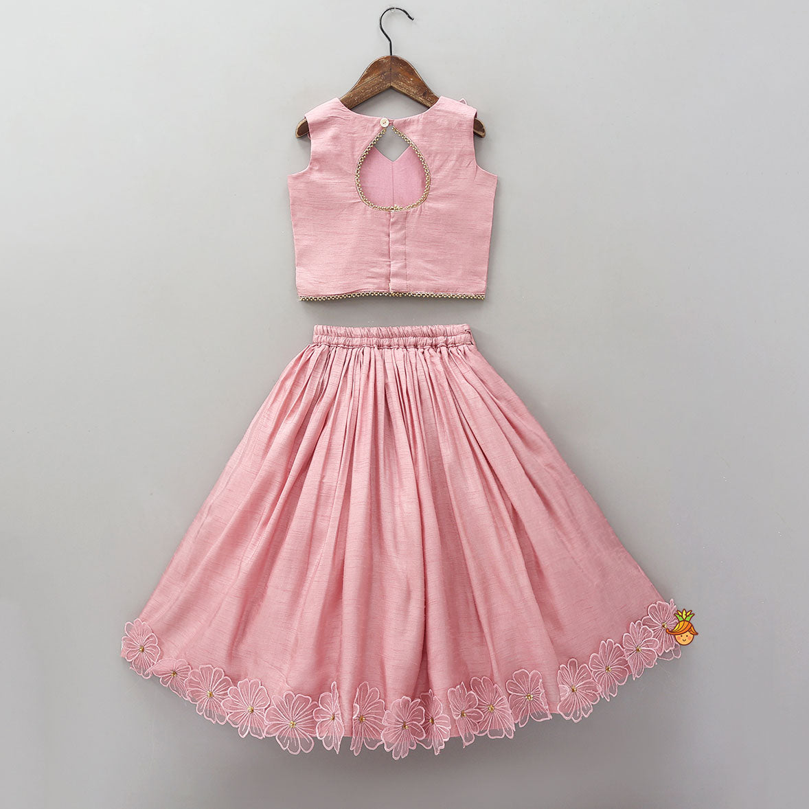 Floral Applique Work Elegant Top And Lehenga