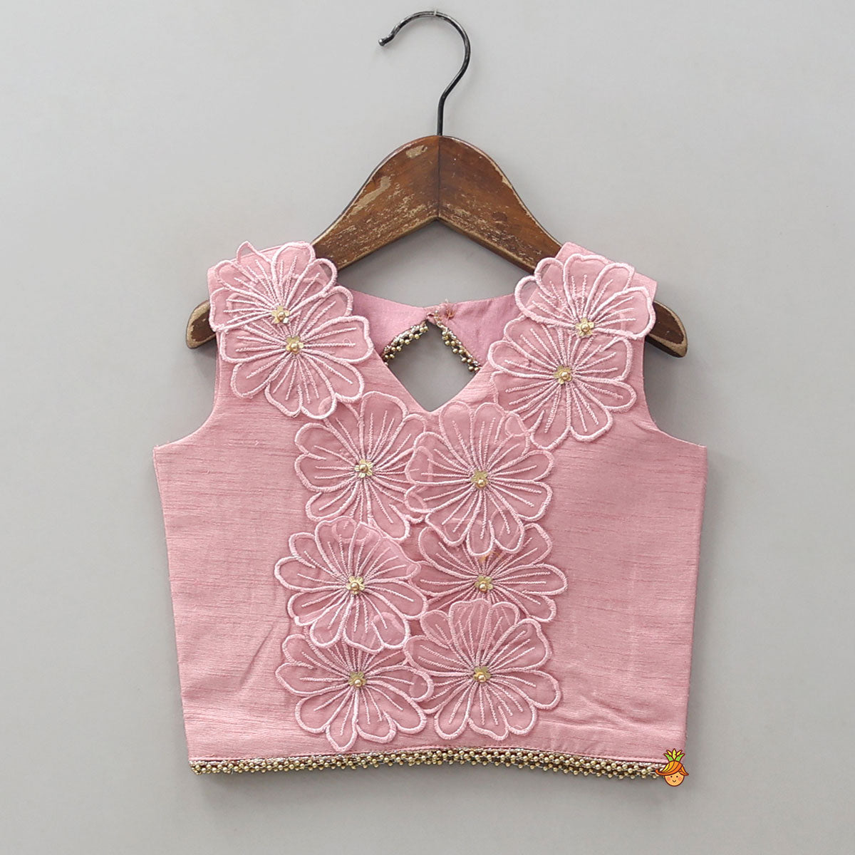 Floral Applique Work Elegant Top And Lehenga