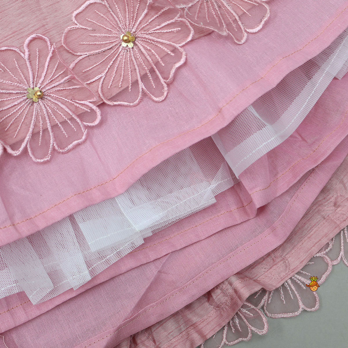 Floral Applique Work Elegant Top And Lehenga