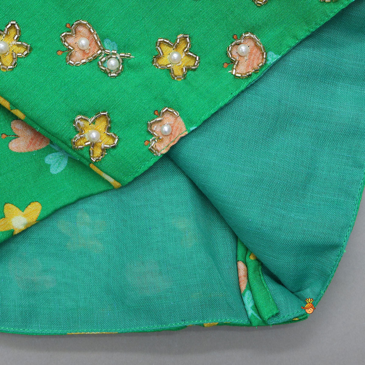 Frilled Neckline Crop Top And Lehenga With Matching Net Dupatta