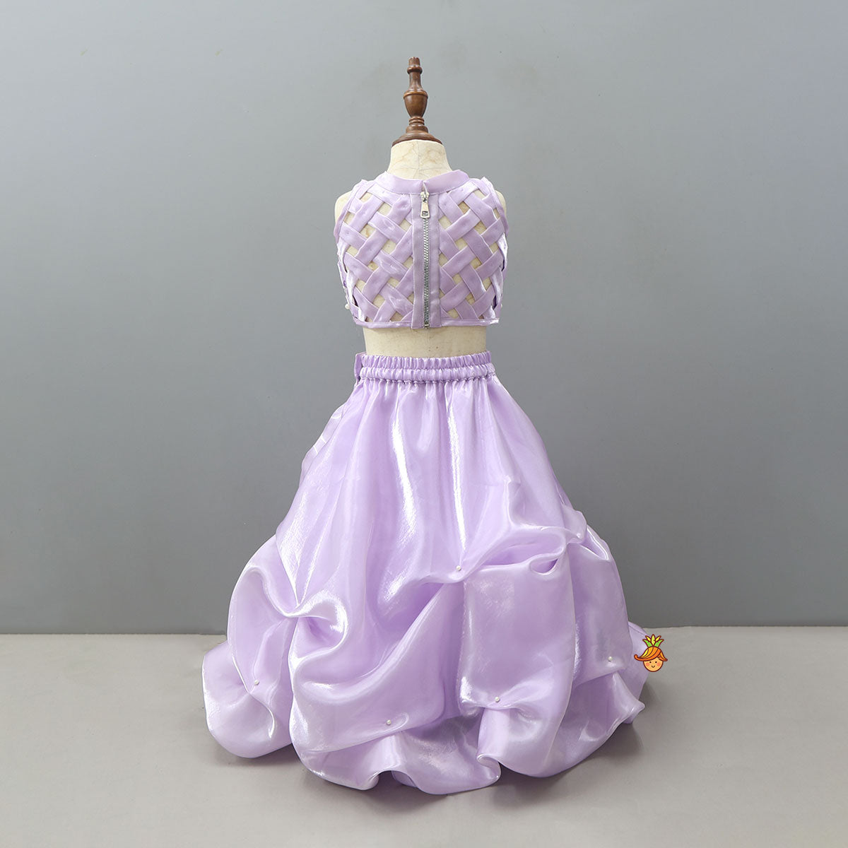 Checkered Design Embellished Top And Classy Lehenga