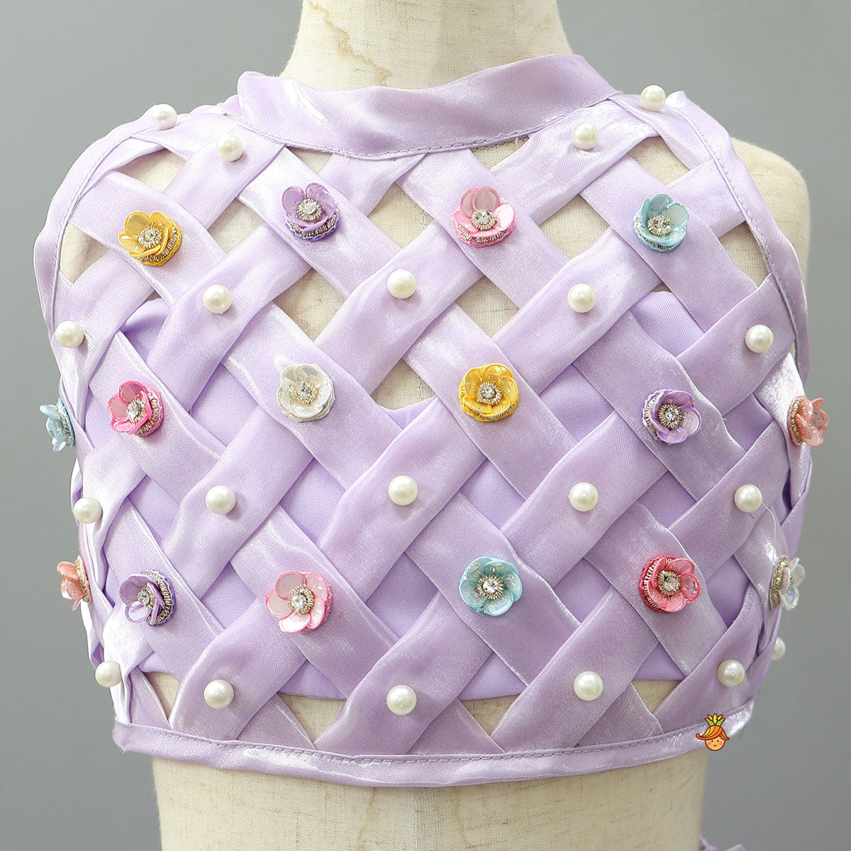 Checkered Design Embellished Top And Classy Lehenga