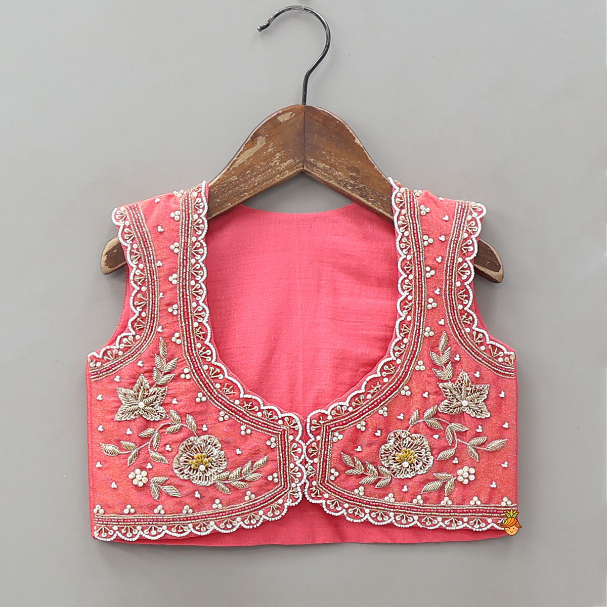 Contrasting Shimmery Crop Top With Embroidered Jacket And Lehenga