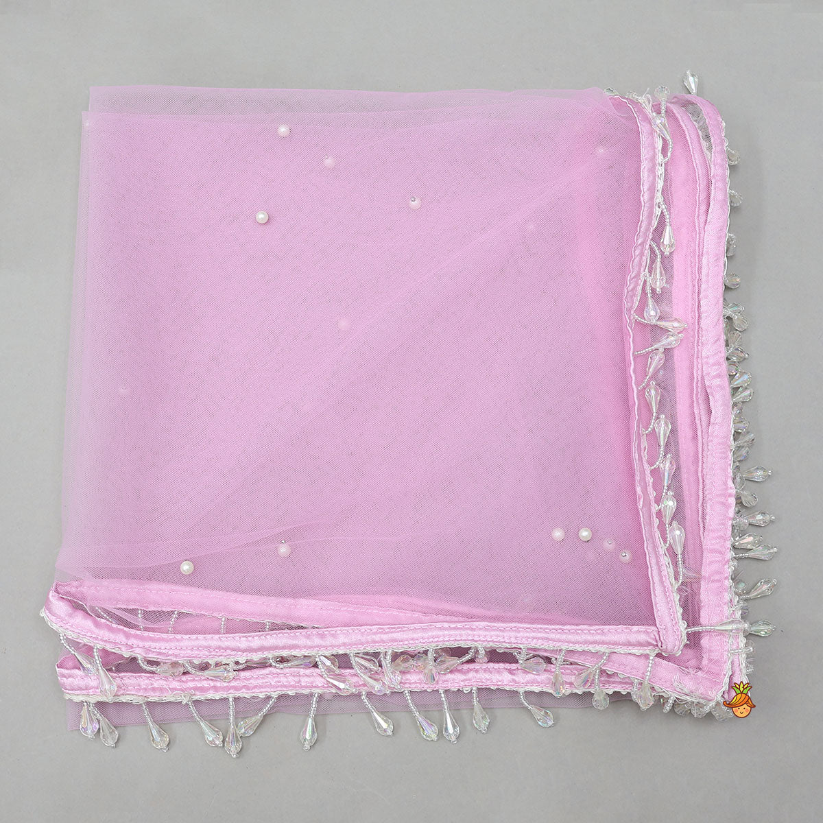 Heavy Embroidered Crop Top And Attached Drape Lehenga With Coordinated Dupatta