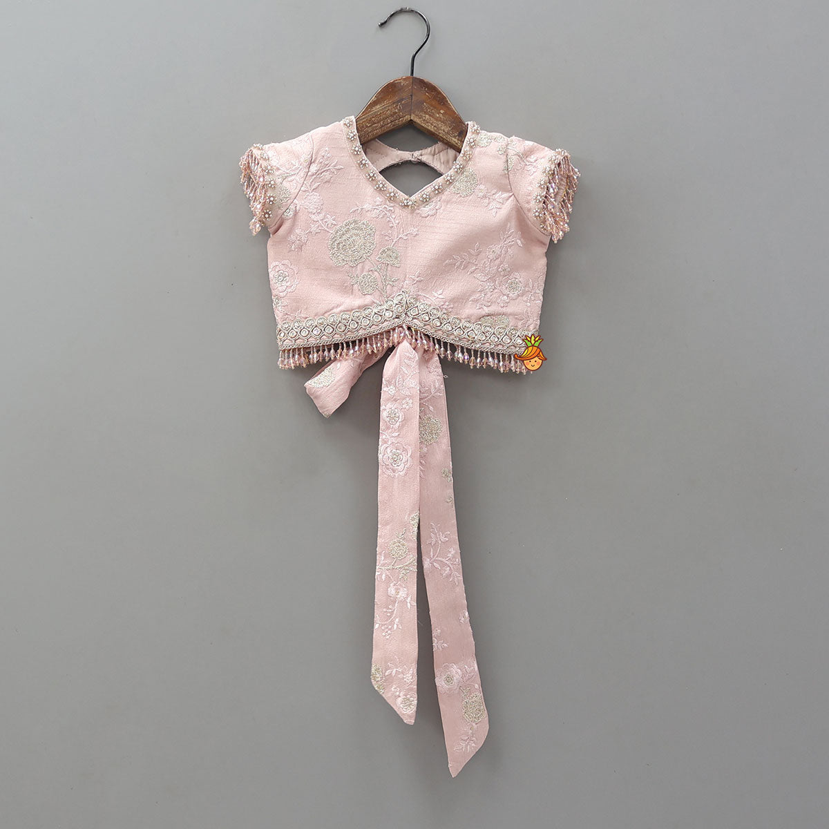 Back Knot Detail Crop Top And Lehenga