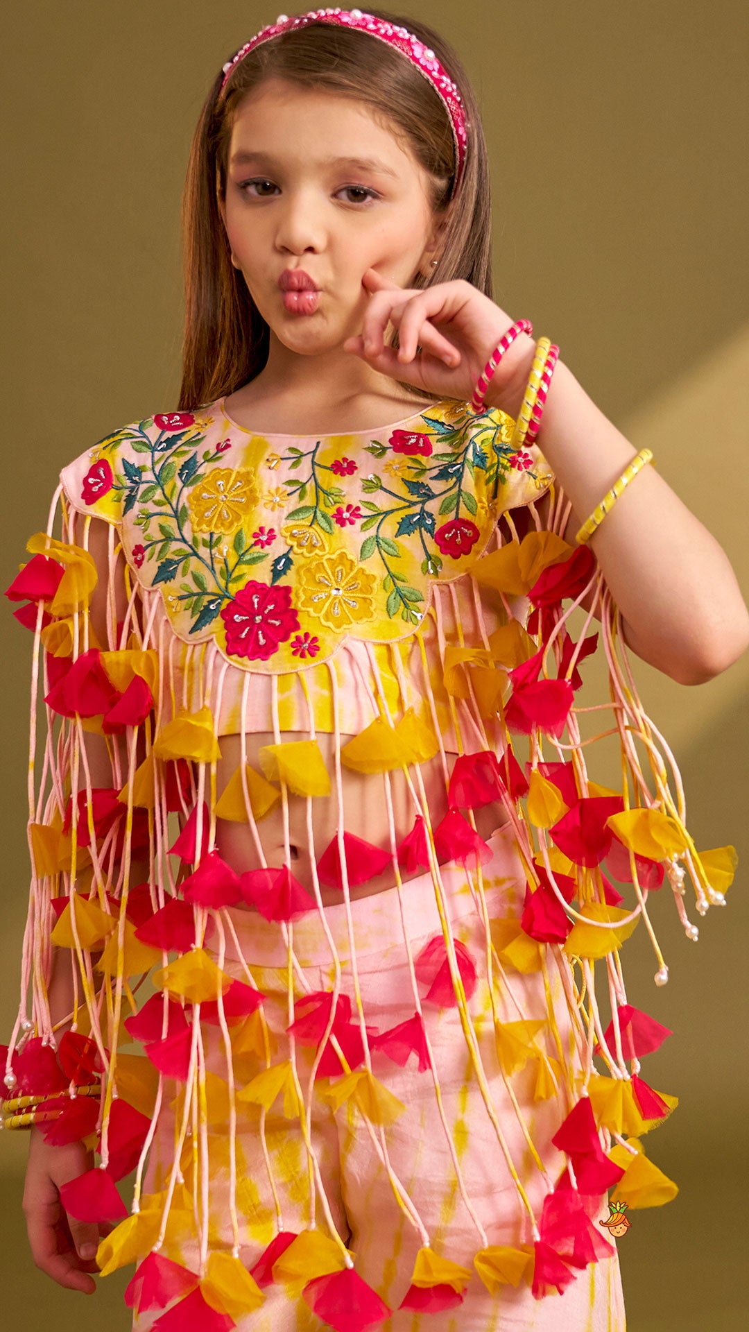 Multiple Hanging Tassel Detail Crop Top And Palazzo