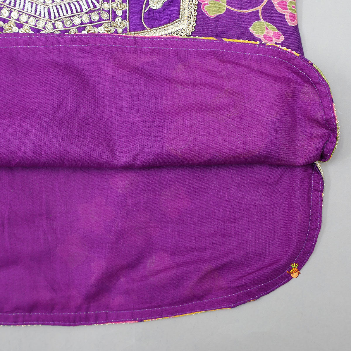 Yoke Embroidered Kurti And Striped Sharara With Net Dupatta