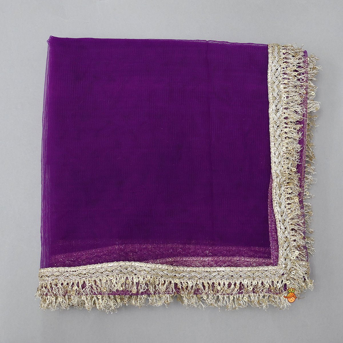 Yoke Embroidered Kurti And Striped Sharara With Net Dupatta