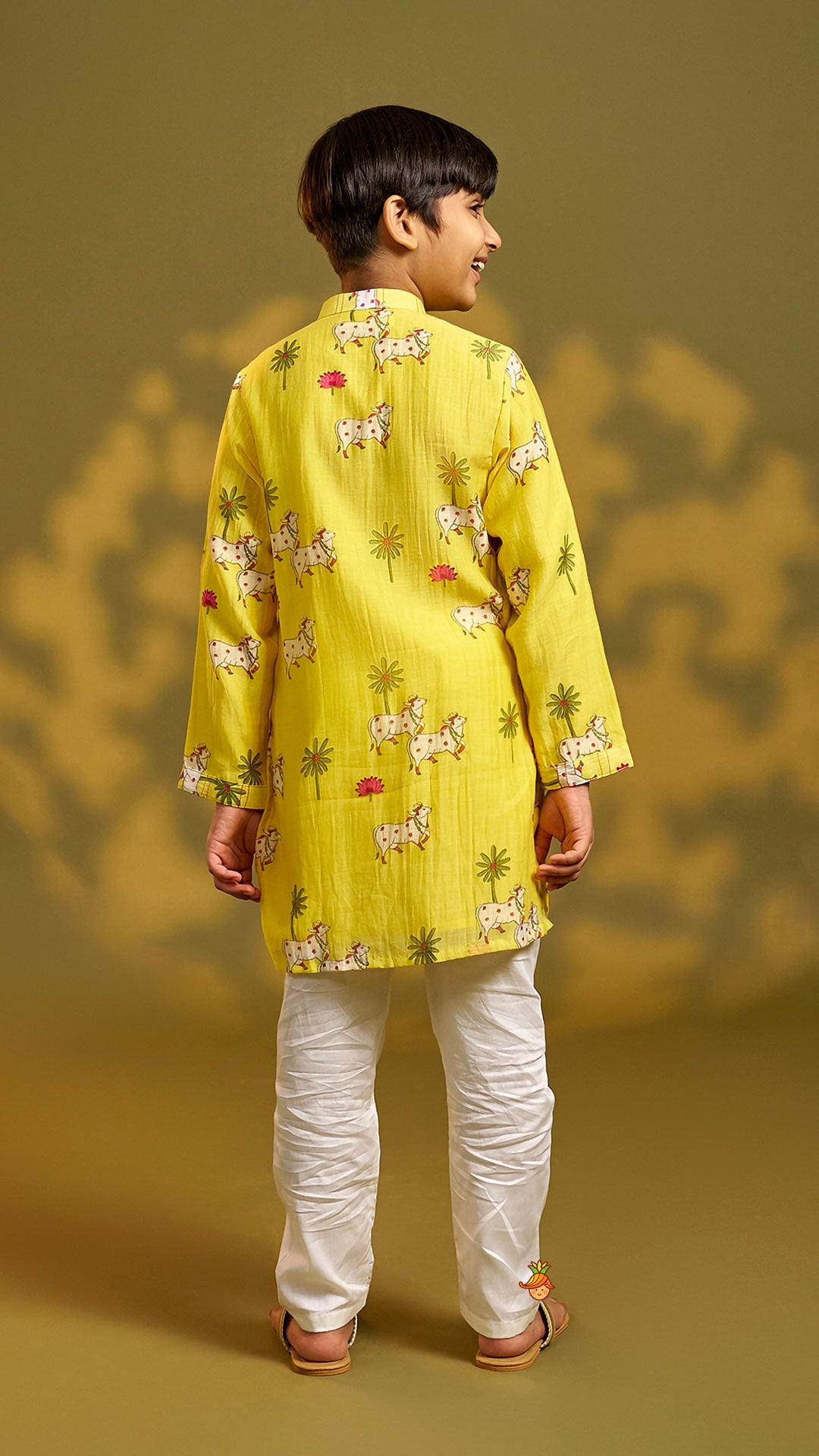 Front-Open Printed Ethnic Kurta With Pyjama