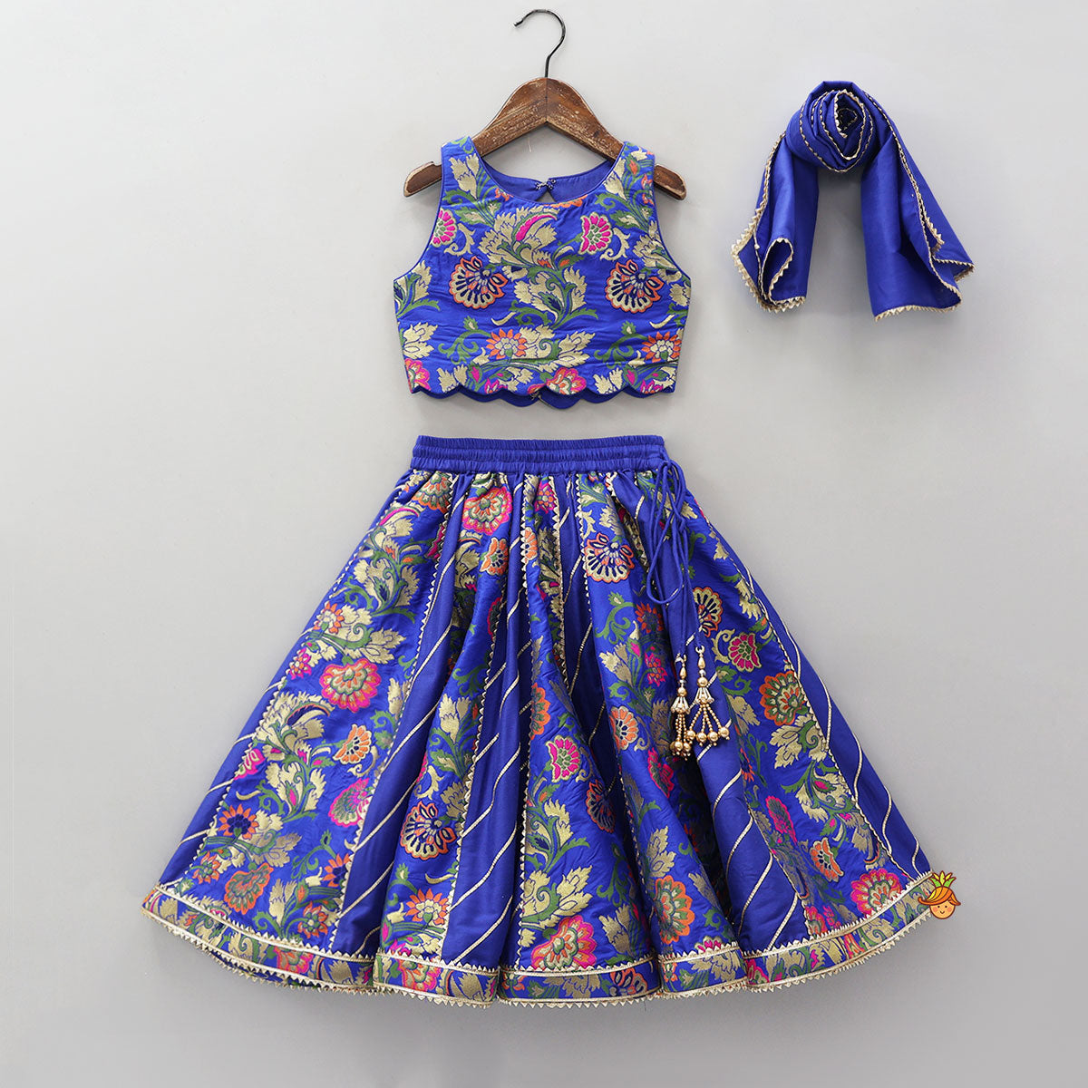 Gorgeous Brocade Crop Top And Lehenga With Matching Dupatta
