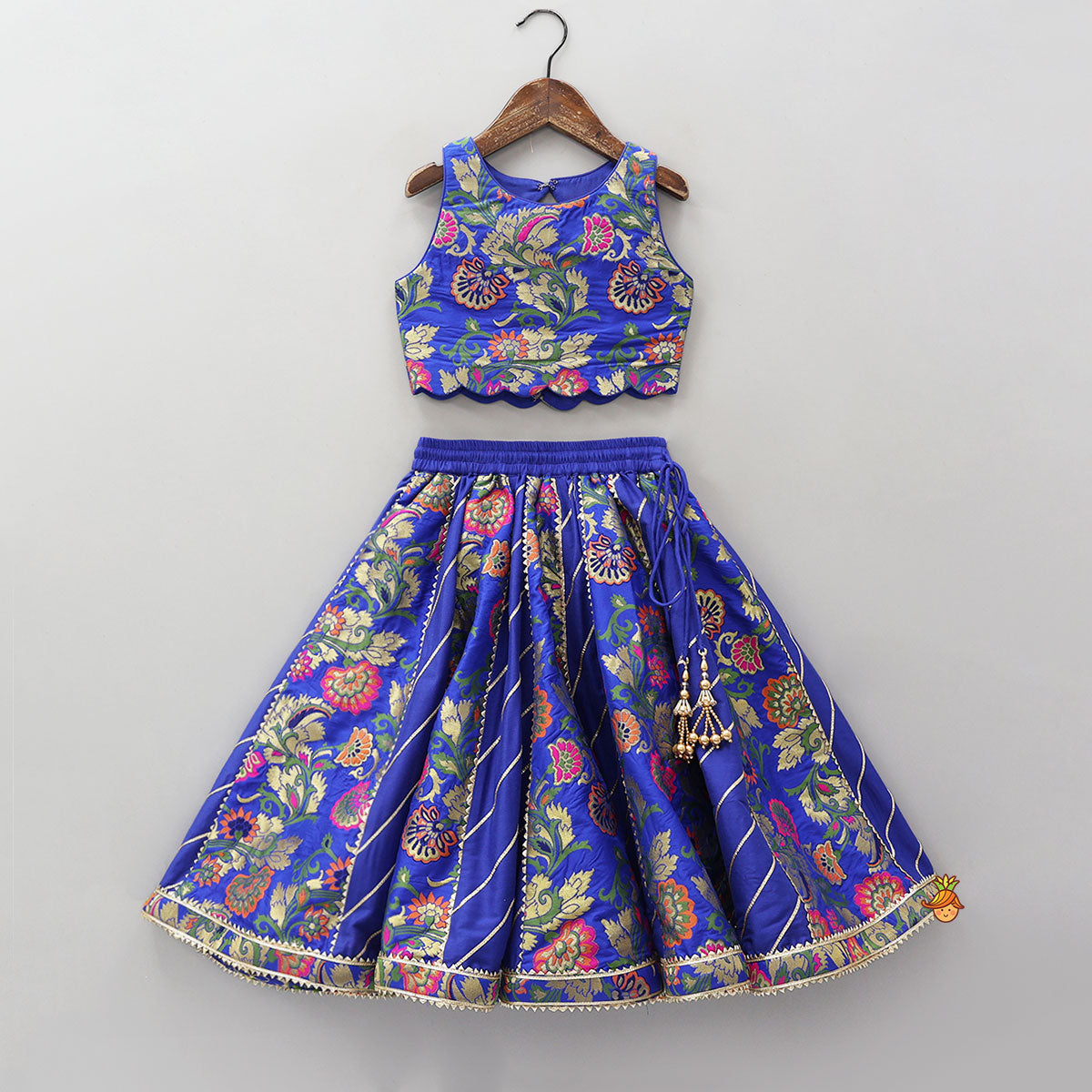 Gorgeous Brocade Crop Top And Lehenga With Matching Dupatta