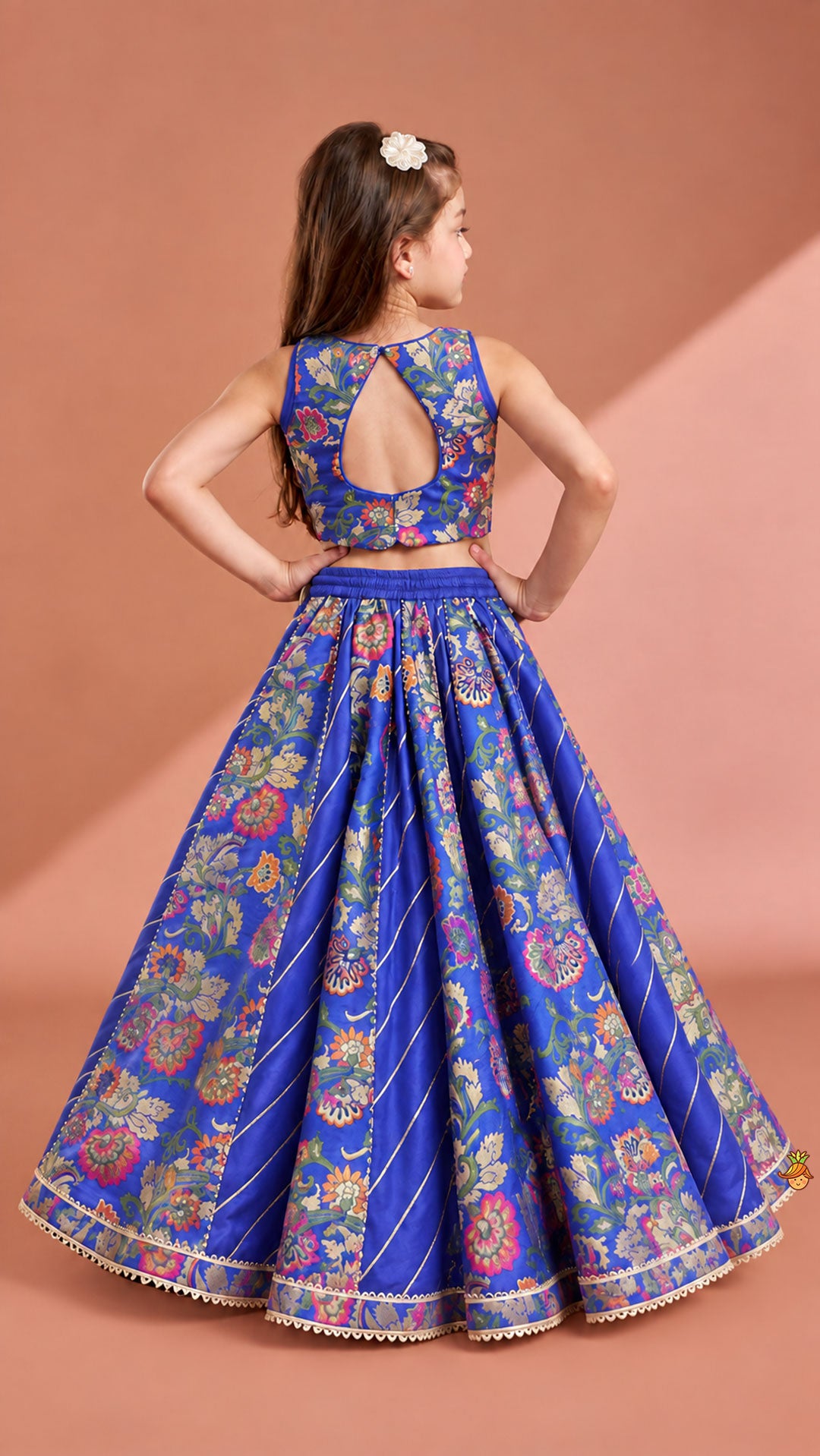 Gorgeous Brocade Crop Top And Lehenga With Matching Dupatta