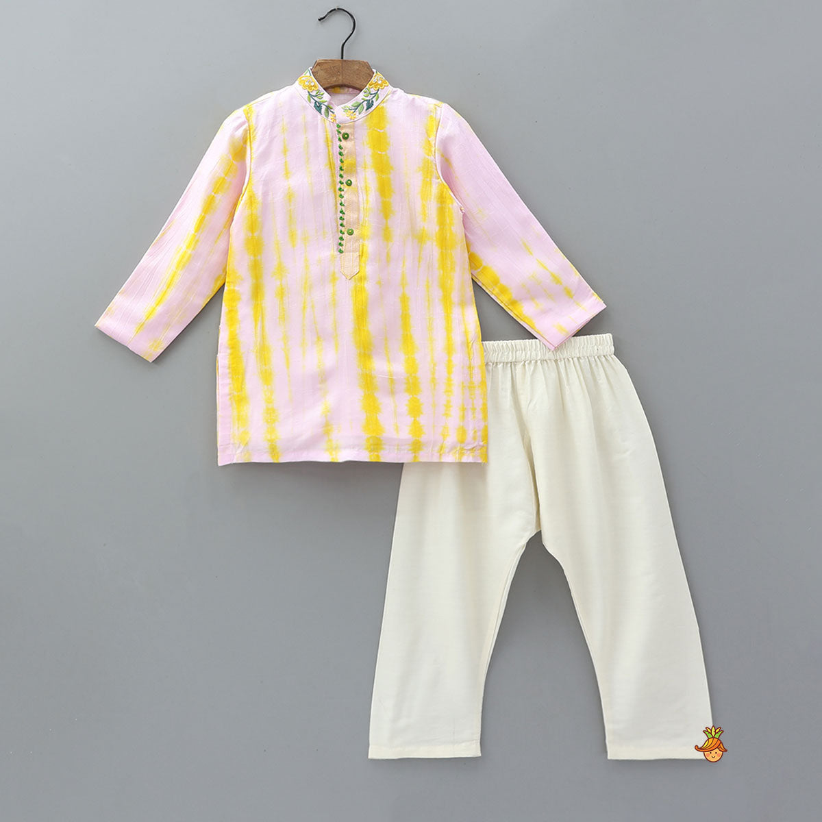 Exquisite Embroidered Collar Kurta And Pyjama