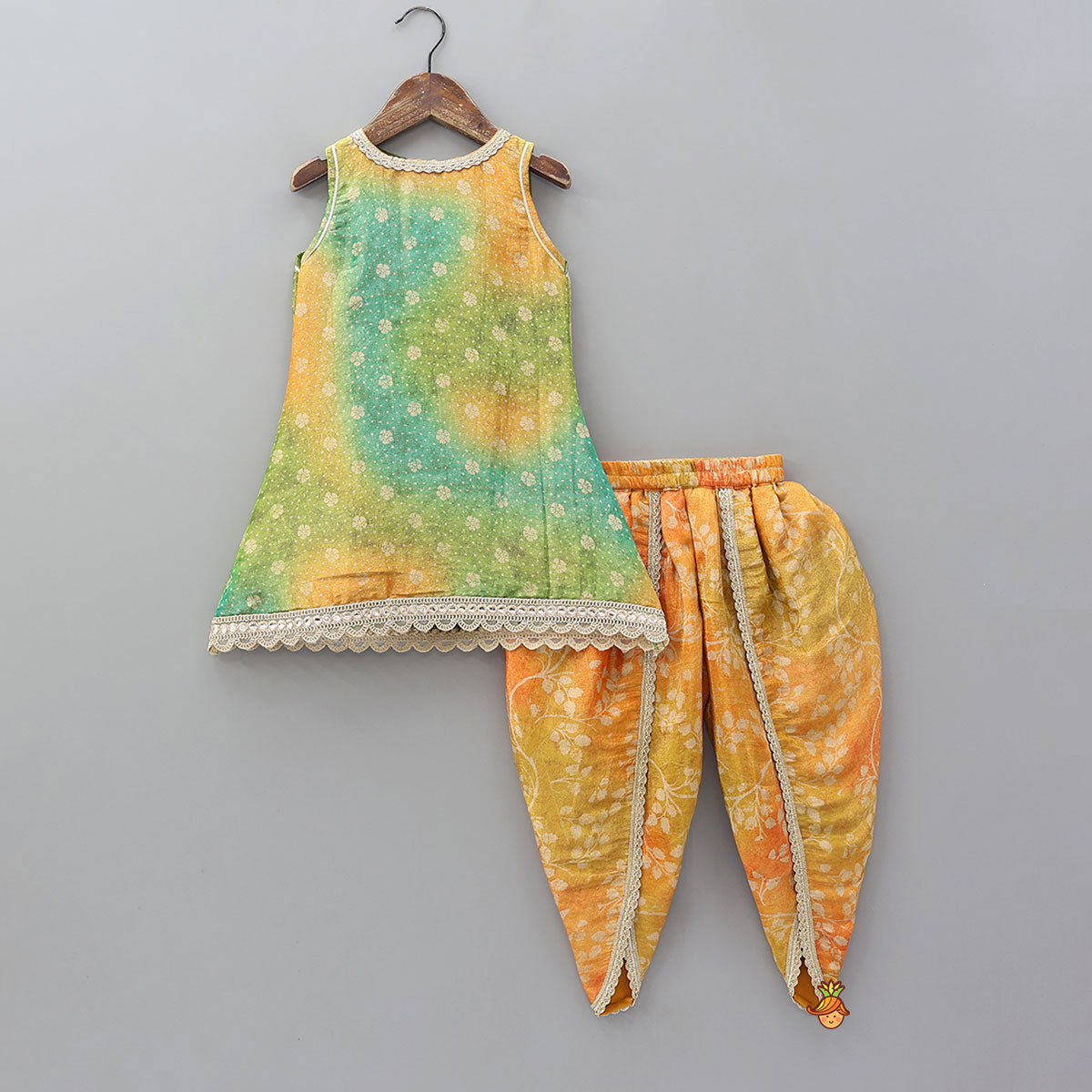 Foil Printed Ombre Kurti with Dhoti