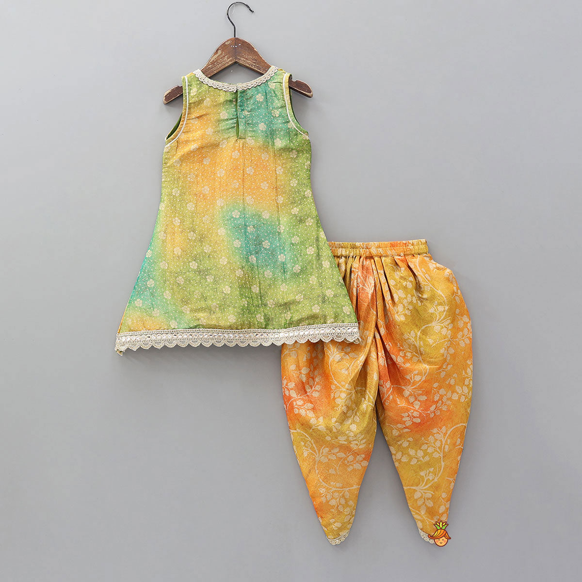 Foil Printed Ombre Kurti with Dhoti