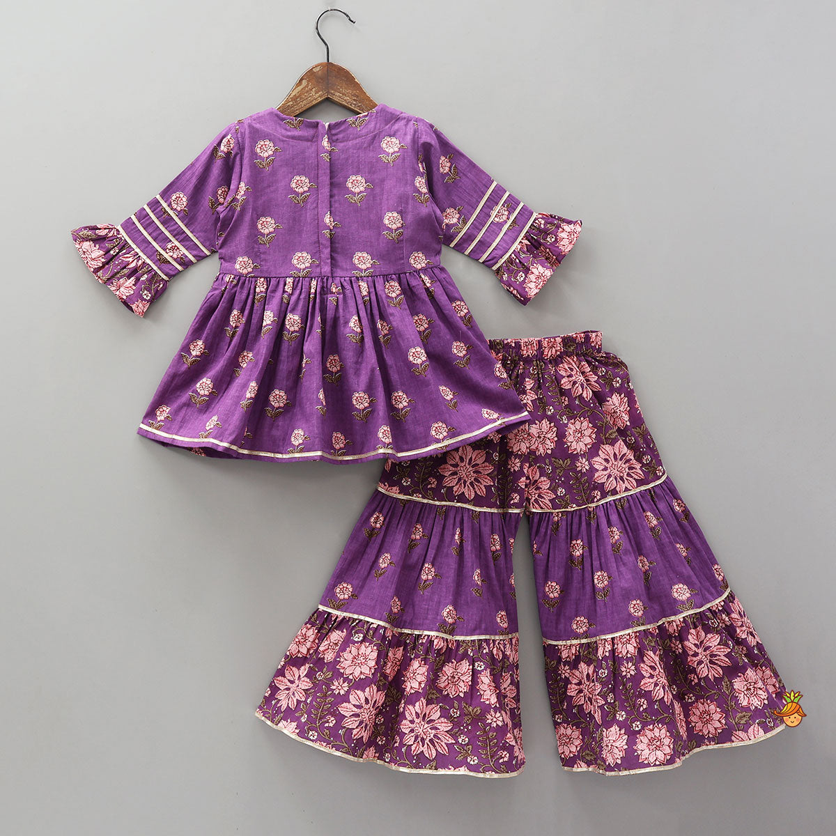 Beautifully Printed Kurti With Sharara And Dupatta