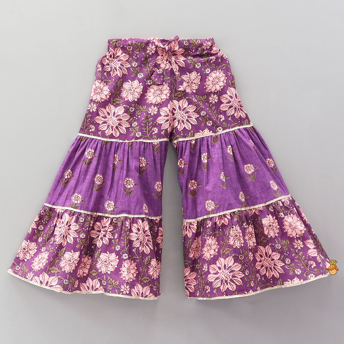 Beautifully Printed Kurti With Sharara And Dupatta