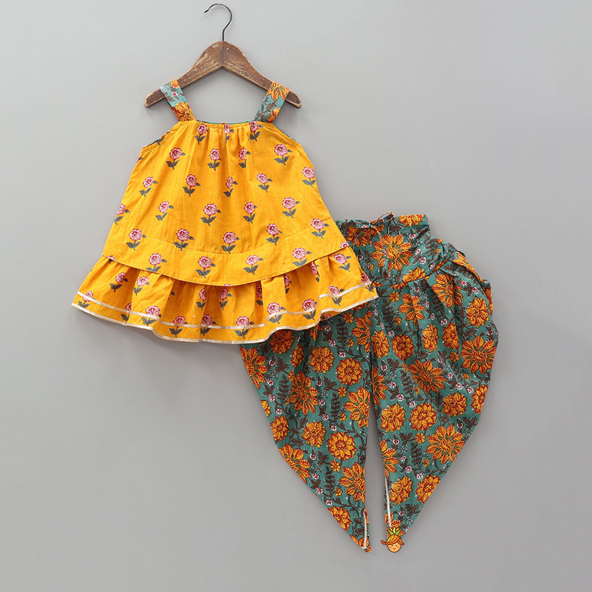 Floral Printed Strappy Kurti With Matching Dhoti