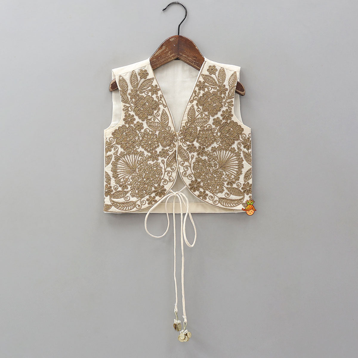 Front Tie-Knot Crop Top And Contrasting Lehenga
