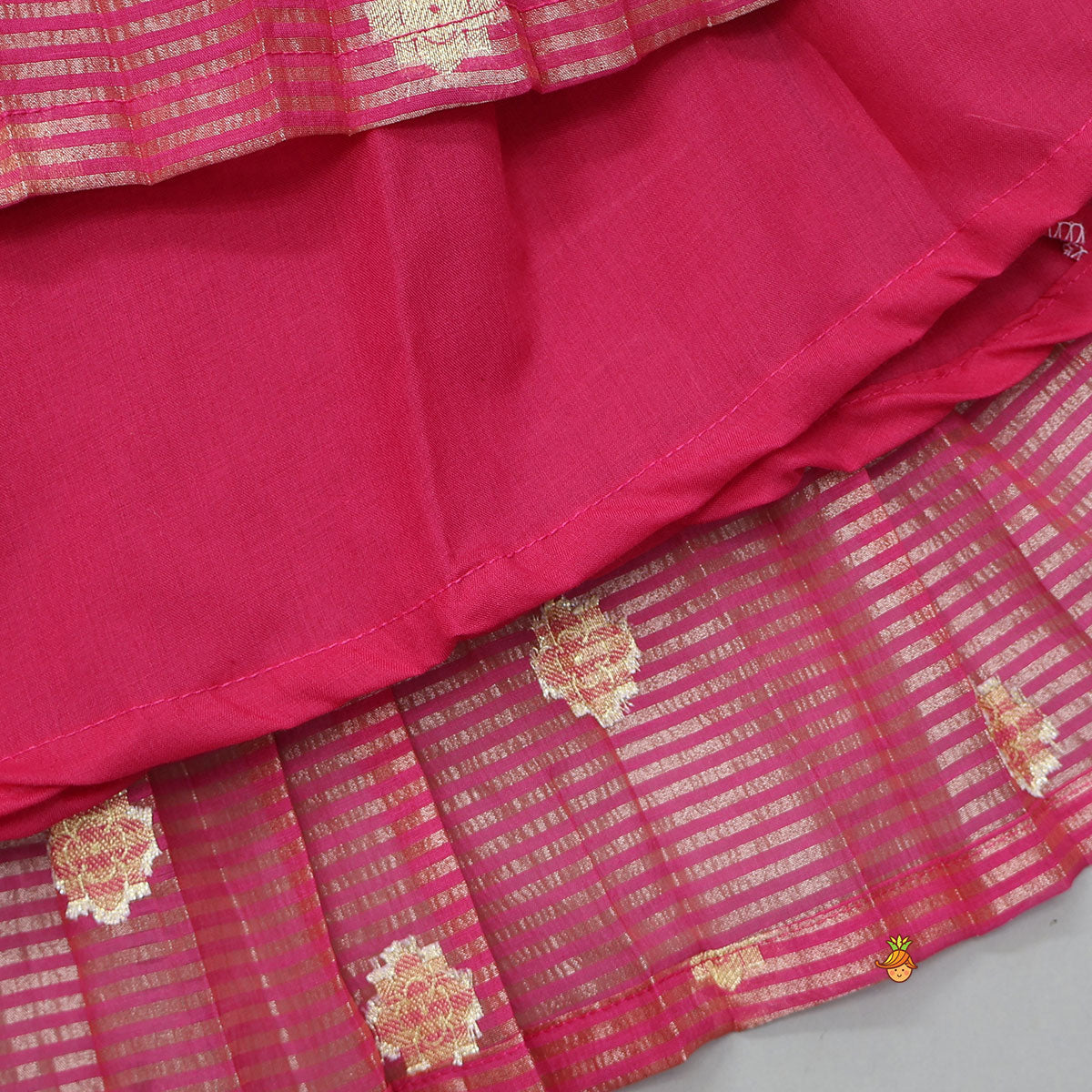Front Tie-Knot Crop Top And Contrasting Lehenga
