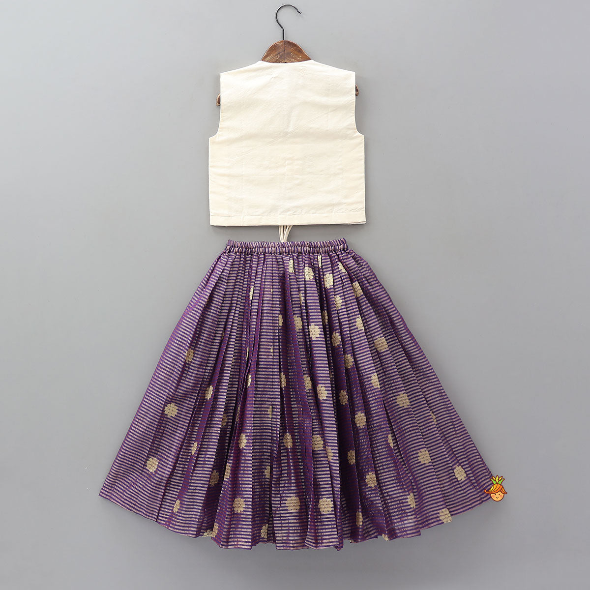 Front Tie-Knot Crop Top And Lehenga